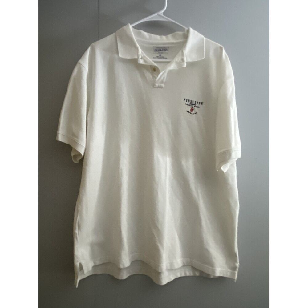 Pendleton Brand Whisky Polo Shirt 100% Pima Cotton Short Sleeve White Shirt XL